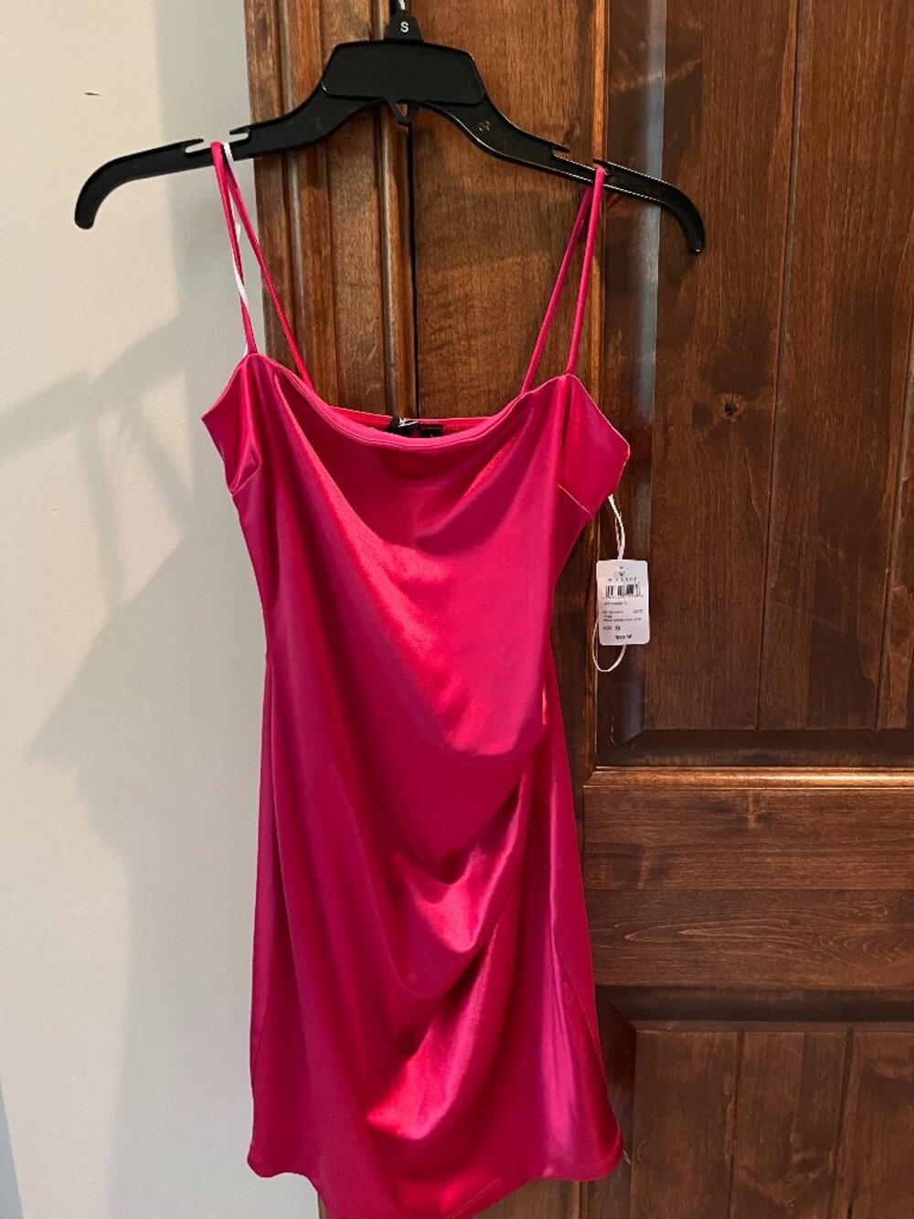 Windsor Satin Mini Dress - hot pink